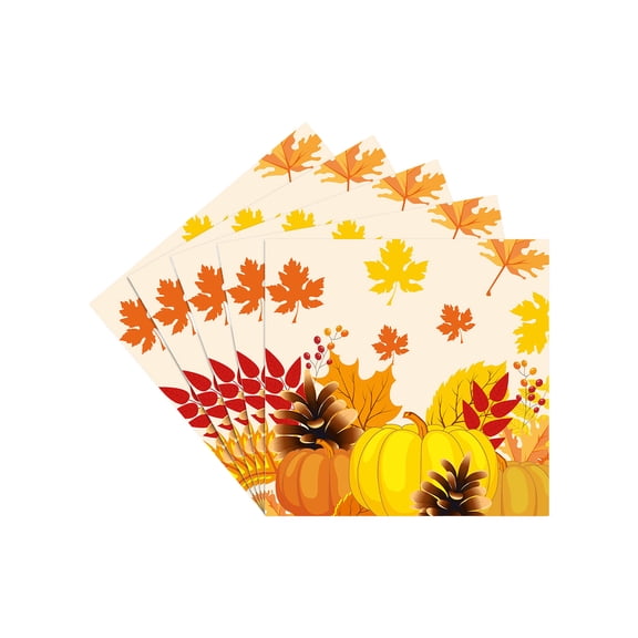 Tunhigl Thanksgiving Tableware Set 20pcs Autumn Harvest Party Supplies with Pumpkin Maple Leaf Design Disposable Dinnerware for Fall Festive Events Family Gatherings
