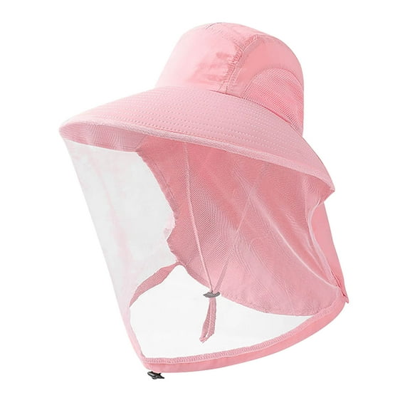 Tunhigl UPF 50+ Sun Protective Mosquito Net Hat with Extra Fine Mesh for Hiking Camping Gardening Adults Kids Spring Fall Lightweight Breathable Face Neck Insect Protection Hood Pink