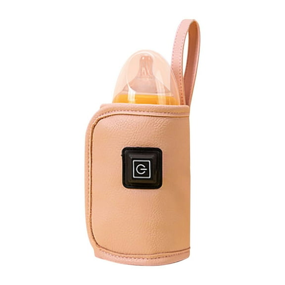 Tunhigl USB Baby Bottle Warmer & Insulator - Portable Milk Heating Bag with Intelligent Temperature Control for Strollers, Car Seats, and Travel Pink