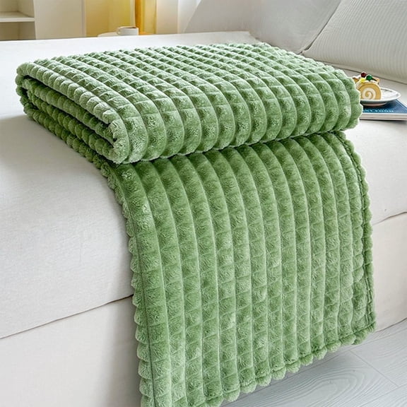 Tunhigl Ultra Soft Plush Fleece Throw Blanket Striped Design Warm Lightweight Cozy for Sofa Living Room Decor Machine Washable All-Season Gift for Christmas Holiday Light Blue
