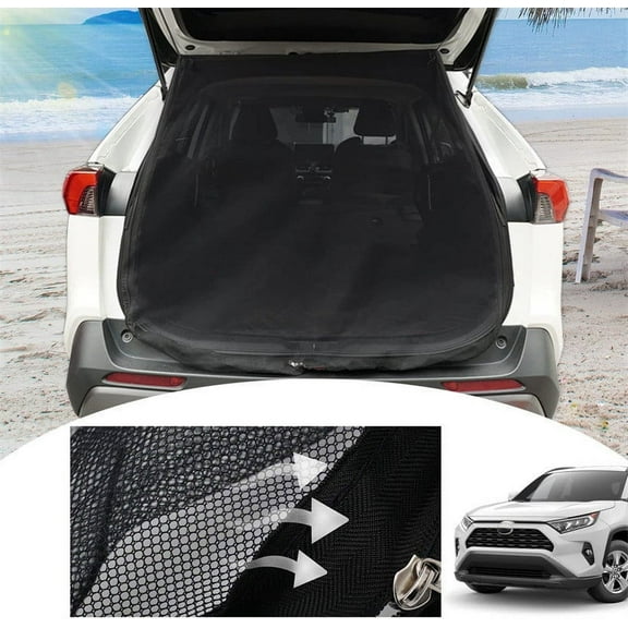 Tunhigl Universal SUV Tailgate Mosquito Net Sun Shade Mesh Screen for Cargo Ventilation Insect Protection with UV Protection Summer Camping Essentials Black