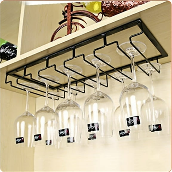 Tunhigl Upside Down Wine Glass Holder - Hanging Wine Cup Rack for Kitchen Cabinet, Perfect for Highball & Stemware, Easy Installation, Space-Saving Storage Solution