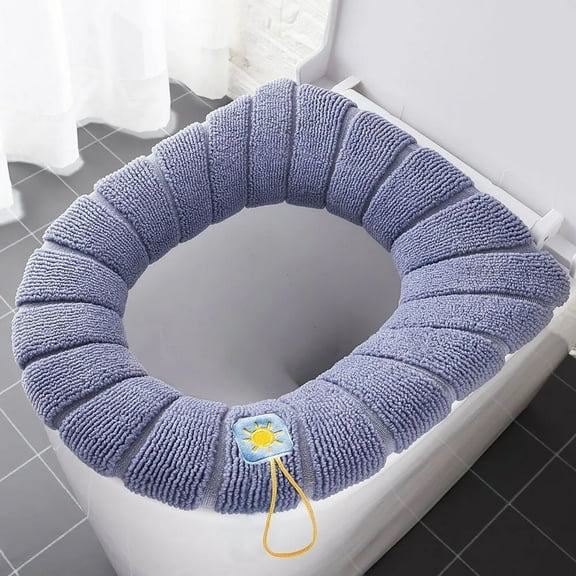 Tunhigl Washable Toilet Seat Cover | Knitted Warm Toilet Mat for Year-Round Comfort and Hygiene Navy Blue