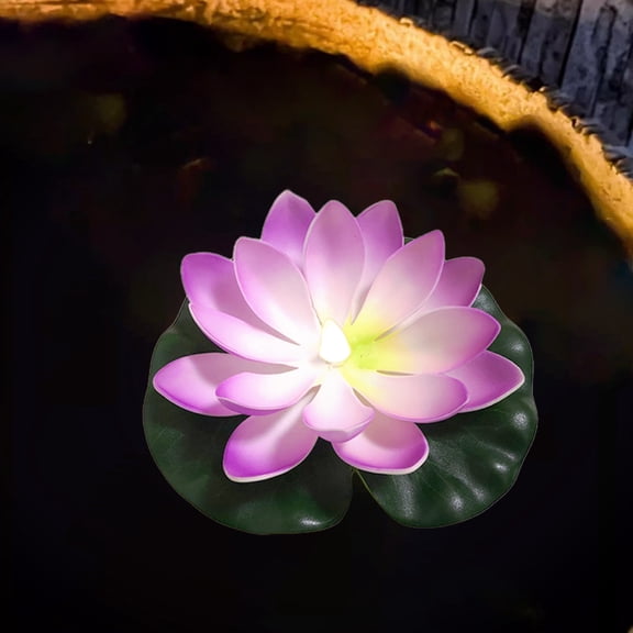 Tunhigl Water Sensing Solar Powered Floating Lotus Pool Lamp with LED Lights - Automatic On/Off for Ponds, Gardens, Diwali Decor, and Festive Parties Purple