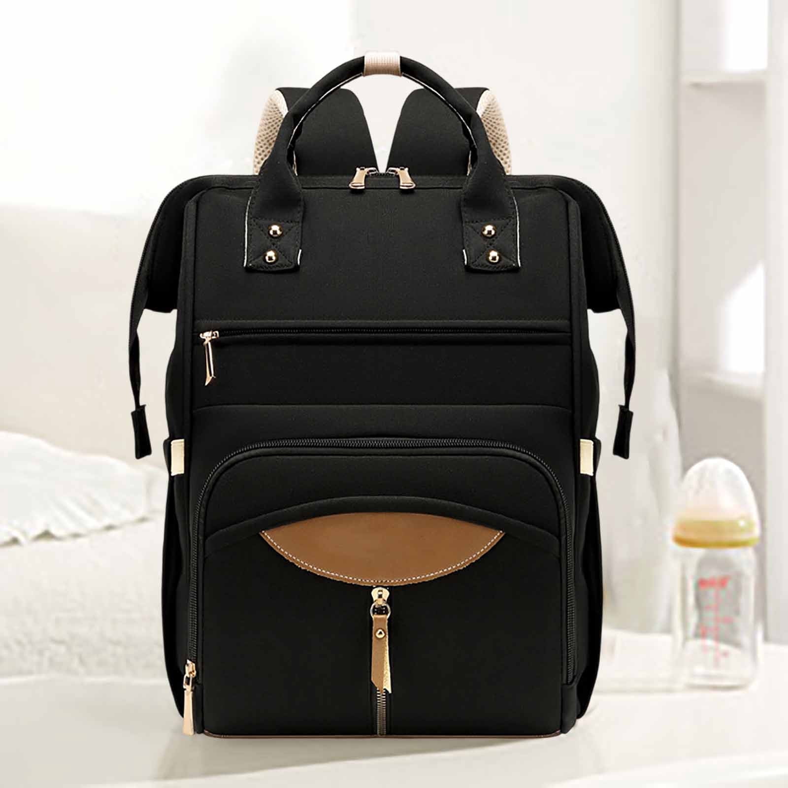 Tunhigl Waterproof Large Capacity Diaper Bag Backpack for New Parents with Stroller Straps 14 Pockets Durable Easy Clean Travel Baby Shower Holiday Gift Black