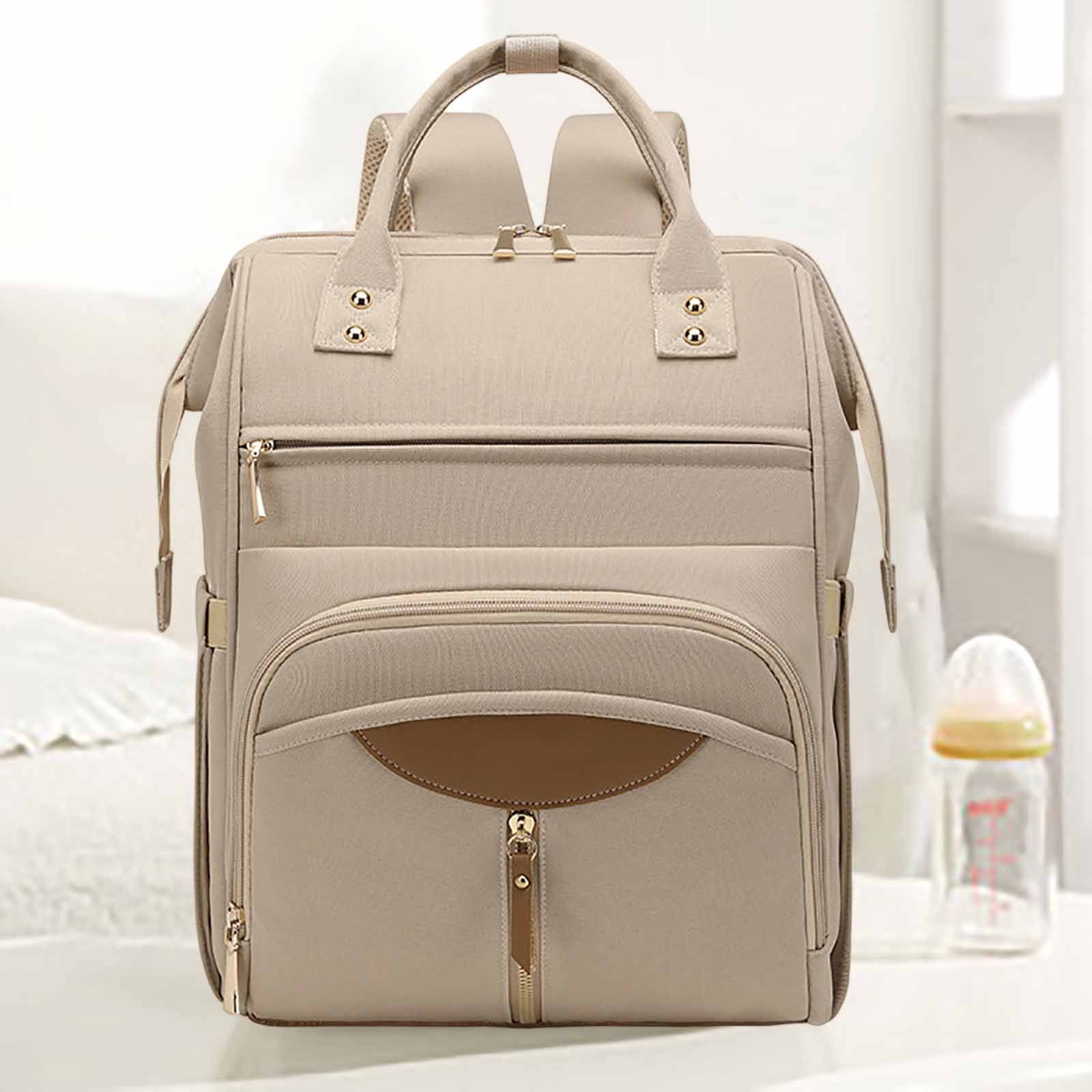 Tunhigl Waterproof Large Capacity Diaper Bag Backpack for New Parents with Stroller Straps 14 Pockets Durable Easy Clean Travel Baby Shower Holiday Gift Khaki
