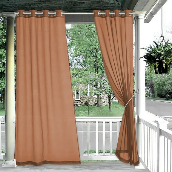 Tunhigl Waterproof Outdoor Curtains for Patio & Gazebo UV Blocking Light Filtering Privacy Curtains Grommet Top 84x52in 10 Colors for Summer Outdoor Living Coffee