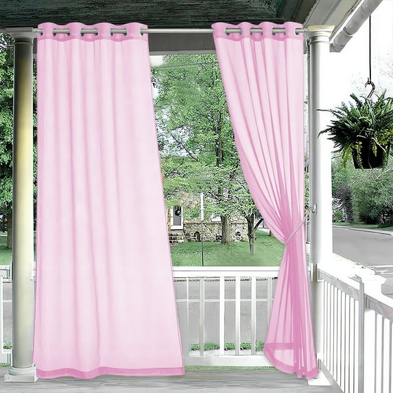 Tunhigl Waterproof Outdoor Curtains for Patio & Gazebo UV Blocking Light Filtering Privacy Curtains Grommet Top 84x52in 10 Colors for Summer Outdoor Living Pink