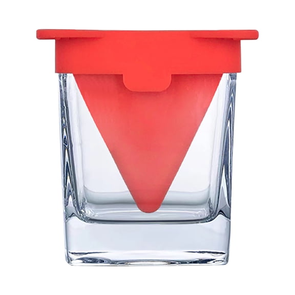 Tunhigl Whiskey Wedge & Glass Ice Film Set - Premium Double Old-Fashioned Whisky Glass with Custom Ice Mold for Perfectly Chilled Drinks - Ideal Gift for Whiskey Lovers Red