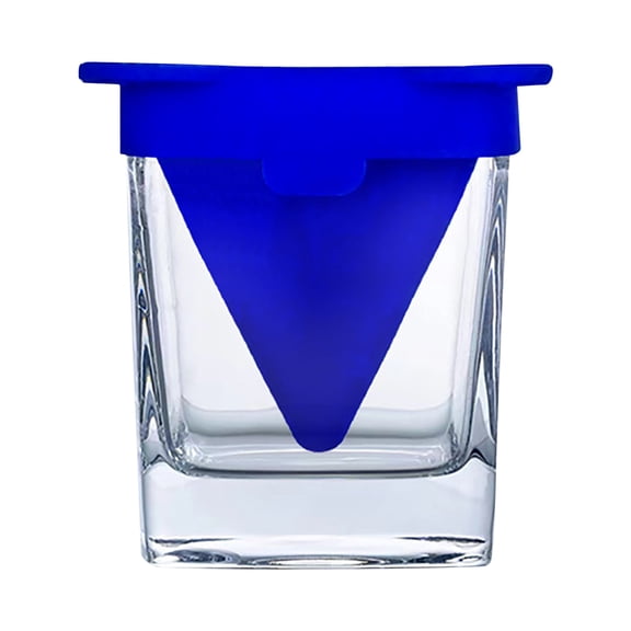 Tunhigl Whiskey Wedge & Glass Ice Film Set - Premium Double Old-Fashioned Whisky Glass with Custom Ice Mold for Perfectly Chilled Drinks - Ideal Gift for Whiskey Lovers Blue