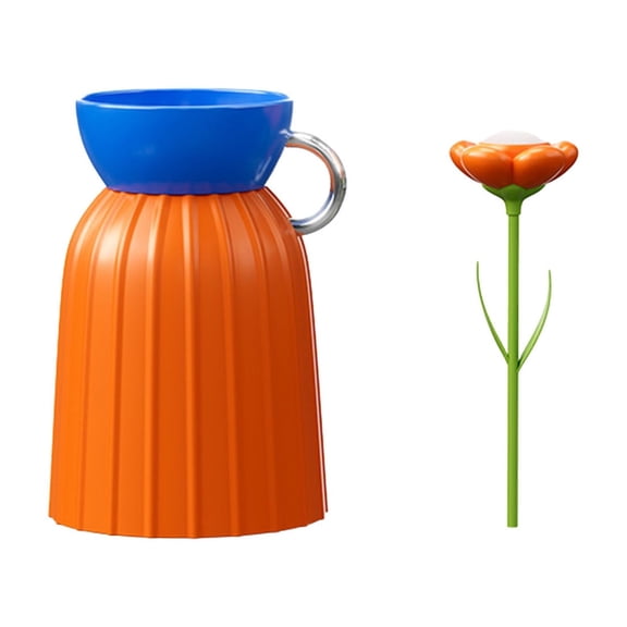 Tunhigl Wireless Flower Desk Lamp with Vase | Rechargeable LED Gooseneck Lamp | 3 Color Modes and Stepless Dimming for Office Decor, Bedroom, and Gift Giving Orange