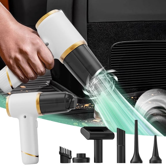 Tunhigl Wireless Handheld Vacuum Cleaner USB-C Rechargeable 6-in-1 Set for Home Car Keyboard Cleaning 15kPa Suction 40-Min Runtime Pet Owners Allergy Season White