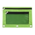 thumbnail image 1 of Tunhigl Zipper Pencil Pouch Dual Compartments - Mesh Window, Durable Cloth Binder Case, Pen Pencil Marker Organizer, College & Office Supplies, Makeup Cosmetic Bag, 3-Ring Insert Green, 1 of 2