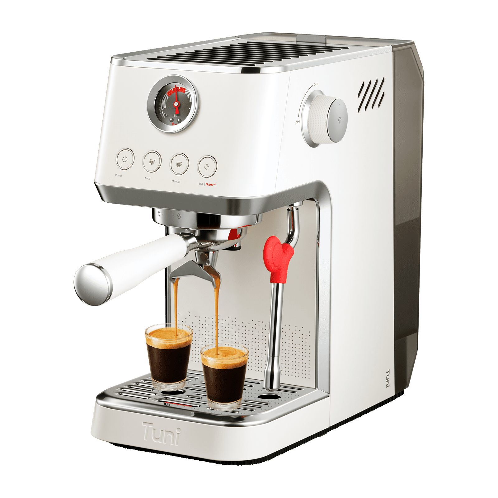 Ivory Machine Tuni E2 Gen2 Espresso Machine with Super+ Steam Power, Dual Boiler 20 ...