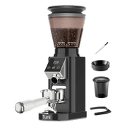 Tuni G1-N Conical Burr Coffee Grinder, 48 Grind Settings Anti-static Burr Mill, Precision Electronic Timer and LED Touchscreen for Espresso/Drip/Cold Brew/French Press, Stainless Steel, Black