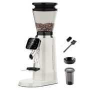 Tuni G2 Conical Burr Coffee Grinder, 70 Grind Settings Anti-static Burr Mill, Precision Electronic Timer and LED Touchscreen for Espresso/Drip/Cold Brew/French Press, Stainless Steel, Ivory
