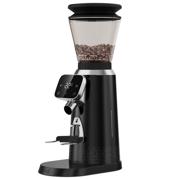 Tuni G2 Conical Burr Coffee Grinder, 70 Grind Settings Anti-static Burr Mill, Precision Electronic Timer and LED Touchscreen for Espresso/Drip/Cold Brew/French Press, Stainless Steel, Black