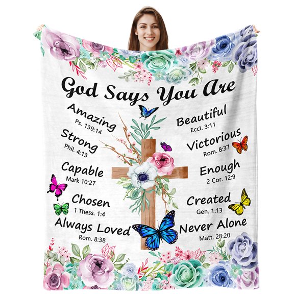 Tuniaops Christian Gifts for Women Blanket 60"x50" - Inspirational Religious Birthday Catholic Spiritual & Baptism Confirmation Gifts for Girls Y114