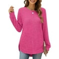 thumbnail image 1 of Tunic Blouses for Women Basic Scoop Neck Ribbed Knit Long Sleeve T-Shirts Loose Side Split Pullover Tops Shermie, 1 of 5