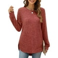 thumbnail image 1 of Tunic Blouses for Women Basic Scoop Neck Ribbed Knit Long Sleeve T-Shirts Loose Side Split Pullover Tops Shermie, 1 of 5