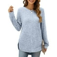 thumbnail image 1 of Tunic Blouses for Women Basic Scoop Neck Ribbed Knit Long Sleeve T-Shirts Loose Side Split Pullover Tops Shermie, 1 of 5