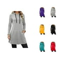 thumbnail image 1 of Tunic Hoodie Dress for Women 2025 Fall Winter Long Sleeve Casual Long Hooded Sweatshirt with Pockets, 1 of 1