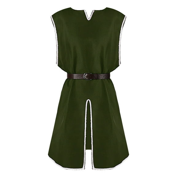 Tunic Shirt for Men Halloween Lace Up Blouse Top Vest Outerwear