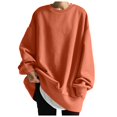 thumbnail image 1 of Tunic Shirts for Women Winter Fall Loose Crewneck Long Sleeve Bell Off the Shoulder with Pocket Plain Leisure Cotton Pullover Sweatshirts(Orange,XXL), 1 of 5