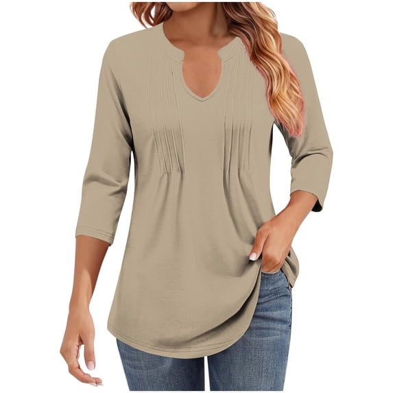 Tunic Shirts for Womens Maternity 3/4 Sleeve V Neck Long Sleeve Blouses Loose Fit Flowy Pregnancy Tunic Tops