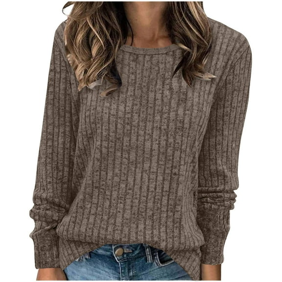 Tunic Sweaters for Women Winter Fashion Long Sleeve Shirts Crew Neck Pullover Tops Casual Loose Ribbed Knit Sweatshirt
