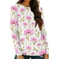 Tunic To Wear with Leggings Floral Print TShirts Long Sleeve Crewneck
