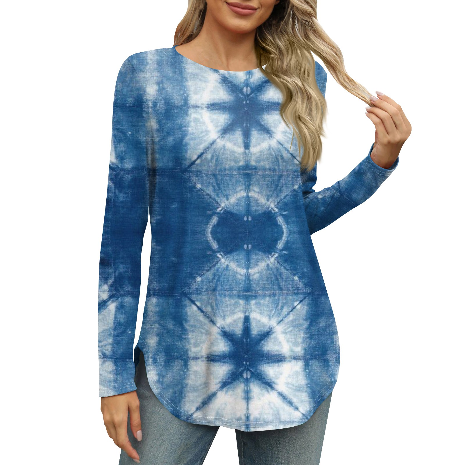 Tunic To Wear with Leggings Plus Size Tshirts Long Sleeve Crewneck