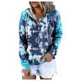 thumbnail image 1 of Tunic Tops for Leggings Cotton Winter Relaxed Fit Hooded Long Sleeve Mitten- Drop Shoulder Hoody Solid Color Leisure Polyester Sweatshirts Hoodies(Blue,S), 1 of 7