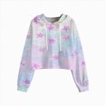 thumbnail image 1 of Tunic Tops for Leggings Fall Winter Cropped Hooded Long Sleeve Blouson One Shoulder Drawstring Tie Dye Printed Hoodie Hoodies Women's Drawstring Camouflage Print Pullover Sweatshirt Top, 1 of 1