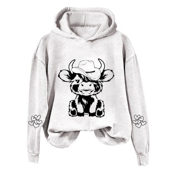 Tunic Tops Plus Size Long Winter Fall Oversized Hooded Long-sleeved Kimono One Shoulder Hoody Heart Print Hoodie Cotton Sweatshirt Sweatshirts(White,S)