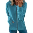 thumbnail image 1 of Tunic Tops for Women Loose Fit Dressy Leggings Winter Fall Relaxed Hooded Long Sleeve Rolled Cold Shoulder with Pocket Solid Color Hoodie Polyester Hoodies(BU2,L), 1 of 4