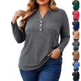 thumbnail image 1 of Tunic Tops for Women Loose Fit Dressy Nelozsy Plus-size Women's V-neck Long-sleeved Tunic With A Cinched Waist Featuring A Stretch Waistband For A Casual Look Gray XXXXXL, 1 of 8