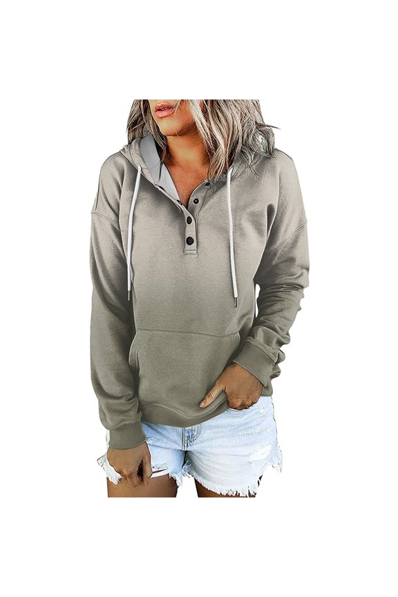 Tunic Tops for Women Loose Fit Dressy Plus Size Winter Relaxed Hooded Long Sleeve Cap One Shoulder Buttons Side Gradient Print Leisure Polyester Sweatshirts Hoodies(Green,XL)