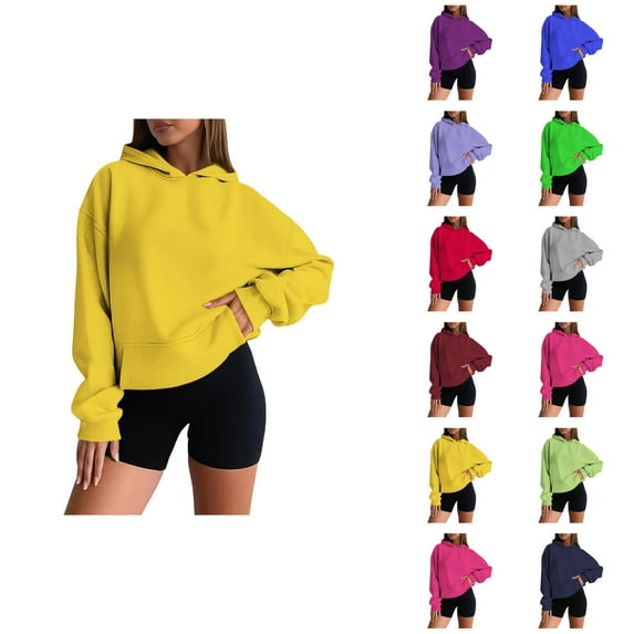 Tunic Tops for Women Loose Fit Dressy Women's Solid Color Sweatshirt Women's Casual Hooded Sweatshirt Soft Comfortable Pullover Hoodie For Everyday Wear Basic Loungewear Lightweight Versatile