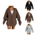 thumbnail image 1 of Tunic Tops for Women Loose Fit Dressy Women's Solid Color Sweatshirt Women's Zip Up Hoodie Casual Pullover Sweatshirt For Fall Winter Comfortable Soft Warm Outerwear With Hood For Daily Wear, 1 of 9