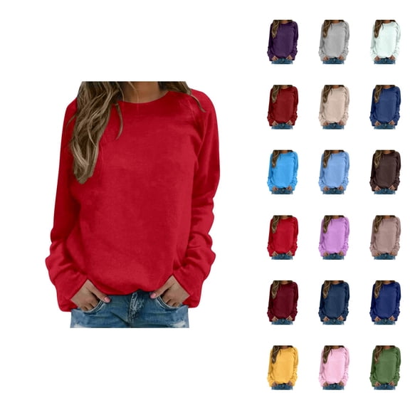 Tunic Tops for Women Loose Fit Dressy Women's Solid Sweatshirt Womens Daily Home Outdoor Workout Long Sleeve O Neck T Shirt Top Printed Sweatshirt Street Blouse Streetwear