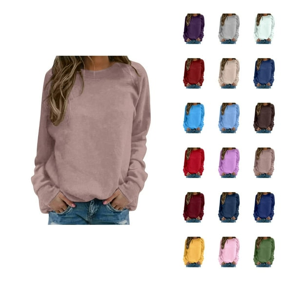 Tunic Tops for Women Loose Fit Dressy Women's Solid Sweatshirt Womens Daily Home Outdoor Workout Long Sleeve O Neck T Shirt Top Printed Sweatshirt Street Blouse Streetwear