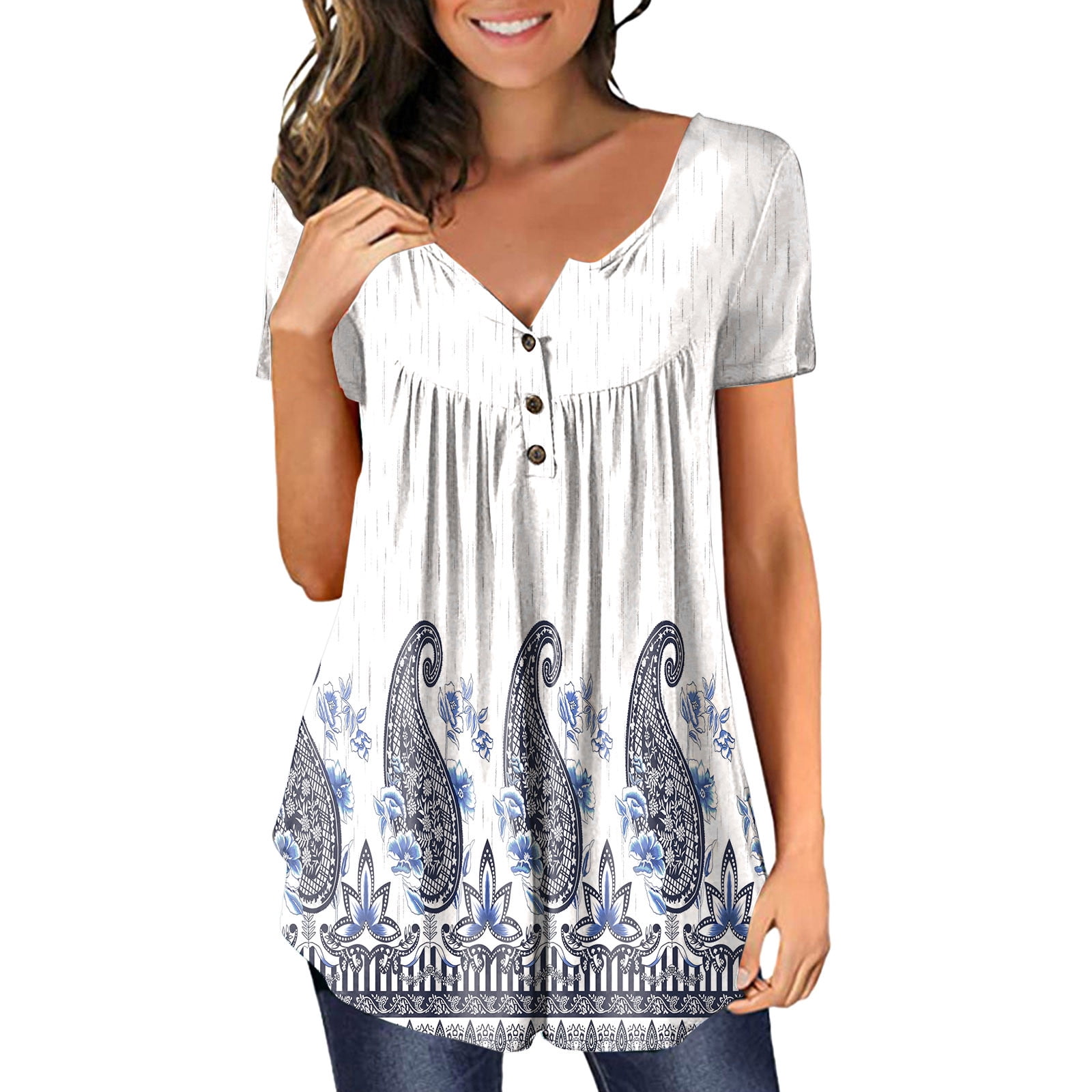 Tunic Tops for Women Loose Fit, Short Sleeve Shirts for Women Summer Tunic Tops to Wear Tshirts Loose Casual Blouse Tee Today'S Deals Of The Day Pedidos Recientes #1