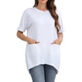 thumbnail image 1 of Tunic Tops for Women Short Sleeve Casual Shirt with Pocket Ladies Oversized T Shirts Crewneck Loose Pullover Tops Vintage Long Length Tees Shirt Holiday Work Blouse, 1 of 7
