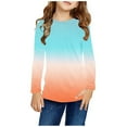 thumbnail image 1 of Tunic Tops for Girls 3-14 Years Long Sleeve Crewneck Shirts Toddlers Teens Casual Gradient Printed Pullover Basic Going Out Loungewear Blouses Top, 1 of 7