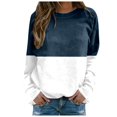 thumbnail image 1 of Tunic Tops for Leggings Plus Winter Comfy Crewneck Long-sleeved Cap Off the Shoulder Colorblock Pullover Cotton Pullovers Top(Navy,S), 1 of 5