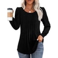 thumbnail image 1 of Tunic Tops for Women 2024 New Fashion Pleated Long Puff Sleeve Shirts Casual Loose Fall Blouses Tops Shermie, 1 of 6