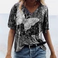 thumbnail image 1 of Tunic Tops for Women Butterfly Print Summer V Neck T Shirt Blouse Casual Graphic Tops, 1 of 3