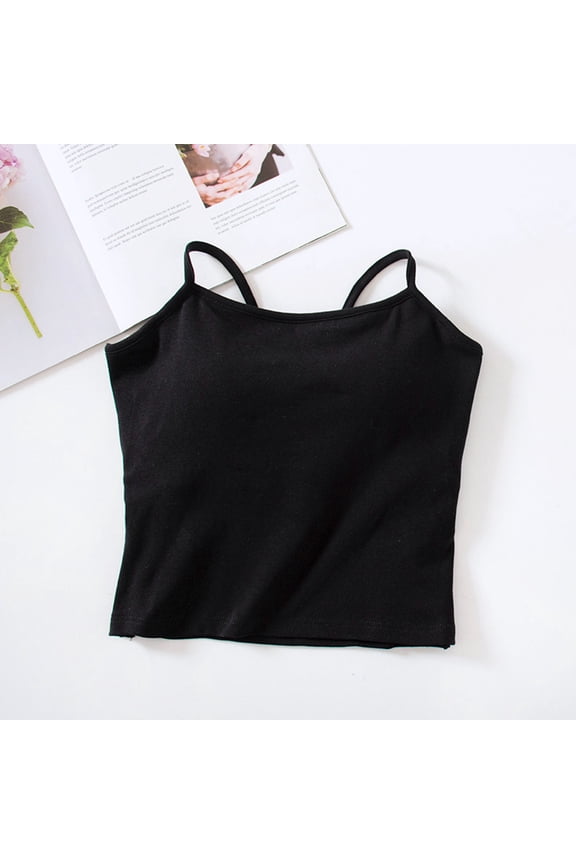 Tunic Tops for Women Fashion Solid Color Sleeveless T Shirts Casual Slim Fit Spaghetti Straps Summer Shirts