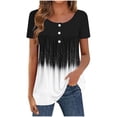 thumbnail image 1 of Tunic Tops for Women Loose Dressy Short Sleeve Henley Shirt V Neck Button Up Blouse Casual Pleated Basic Pullover, 1 of 5